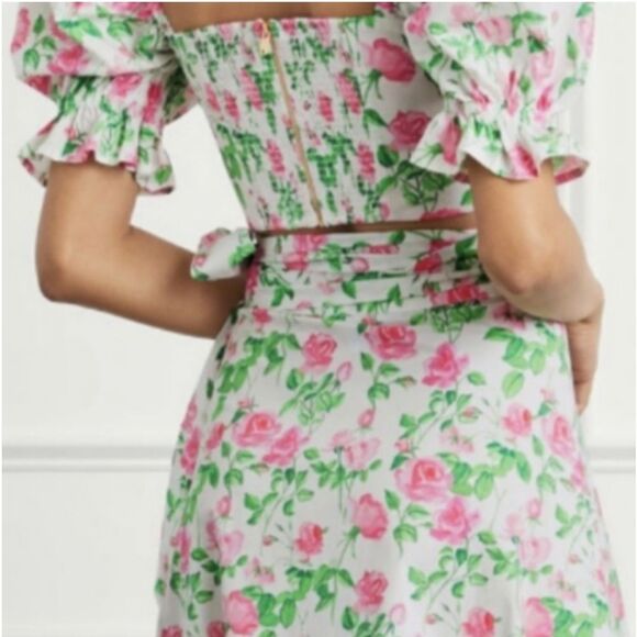 Hill House Floral Crop Top - Pink and Green - Picture 4 of 12